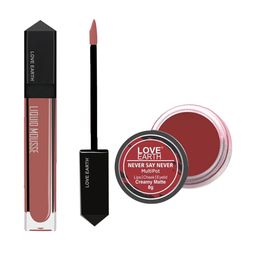 LOVE EARTH Liquid Mousse Lipstick -6ml & Never Say Never Multipot Creme Matte Lipgloss -8g-10