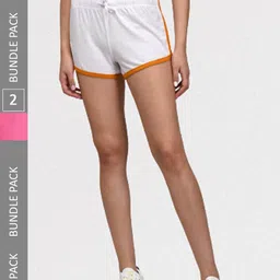 Kotty Women Pack Of 2 Slim Fit Low-Rise Training or Gym Hot Pants-image-5