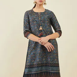 Soch Women Ethnic Motifs Printed Satin Kurta-17