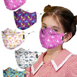 PRIVIU Kids Multicoloured Pack of 5 4 Ply  Reusable Cloth Masks-13