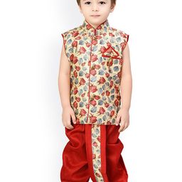 BAESD Boys Floral Printed Straight Kurta with Dhoti Pants-97