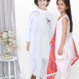 BownBee Boys White Kurta with Dhoti Pants-picture-15