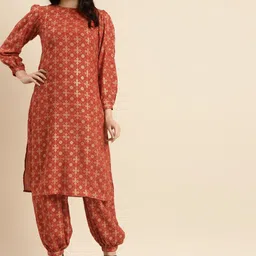 anayna Women Red Ethnic Motifs Printed Kurta with Dhoti Pants-37