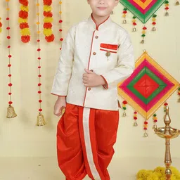 BAESD Boys Ethnic Motifs Woven Design Kurta With Dhoti Pants-32