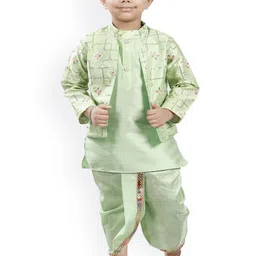 BAESD Boys Mandarin Collar Kurta with Dhoti Pants & Jacket-image-91