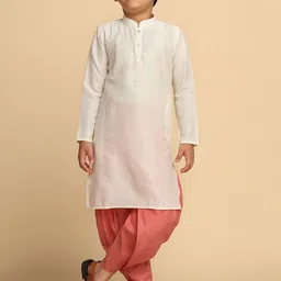 KISAH Boys Mandarin Collar Kurta With Dhoti Pants-12