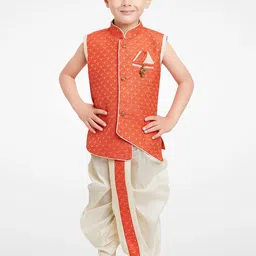 Jeetethnics Boys Orange Ethnic Motifs Kurta with Dhoti Pants-31