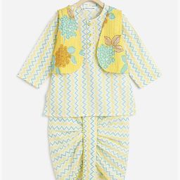 Campana Boys Chevron Printed Pure Cotton Kurta with Dhoti Pants & Jacket-picture-48