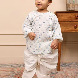 Polka Tots Infant Boys Printed Pure Cotton Kurta with Dhoti Pants-57