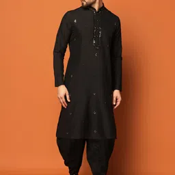 KISAH Embroidered Regular Mirror Work Kurta with Dhoti Pants-image-13