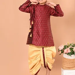 LilPicks Boys Embroidered Silk Kurta with Dhoti Pants-42