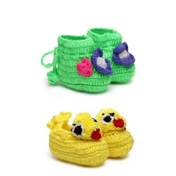 CHUTPUT Infants Kids Set Of 2 Hand Knitted Crochet Pure Wool Booties-52