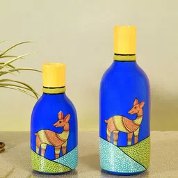 AAKRITI ART CREATIONS Set of 2 Blue Indigo Deer Terracotta Vase-image-14