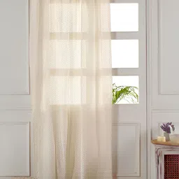 Peepul Tree Off White Geometric Sheer Window Curtain-22