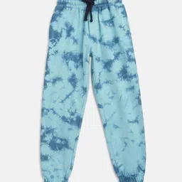 Lil Tomatoes Boys Blue Tie and Dye Printed Straight-Fit Pure Cotton Joggers-image-42
