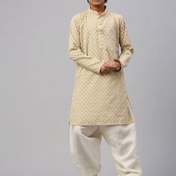 Sangria Boys Ethnic Motifs Embroidered Chikankari Cotton Kurta-49