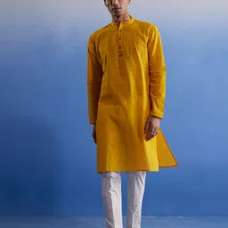 SHVAAS by VASTRAMAY Band collar Striped Regular Pure Cotton Kurta with Pyjamas-picture-49