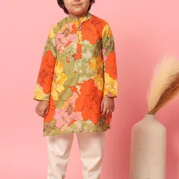 Readiprint Fashions Boys Floral Printed Pure Cotton Kurta with Pyjamas-29