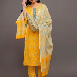 Jasoriya Ethnic Motifs Printed Straight Pure Cotton Kurta with Trousers & Dupatta-picture-23