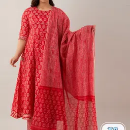 CELEBRAVO Floral Printed Pure Cotton Kurta & Trousers With Dupatta-picture-46