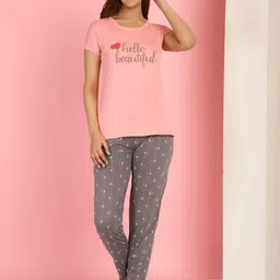 GRACIT Typography Printed Cotton Night Suit-image-85