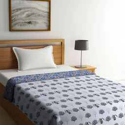 FABINALIV Multicolor Floral Print Reversible AC Room 300 GSM Pure Cotton Single Bed Dohar-5
