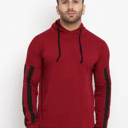 GRITSTONES Men Maroon Hooded Sweatshirt-picture-25