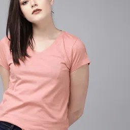 The Roadster Lifestyle Co Women Pink Printed Round Neck Pure Cotton T-shirt-image-64