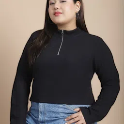 Rigo Plus Size High Neck Cotton Crop Top-picture-0