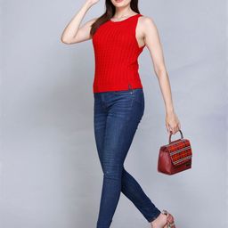513 Self Design Round Neck Cotton Fitted Top-picture-32