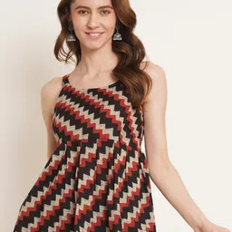 COTLAND FASHION Geometric Printed Pure Cotton Peplum Top-picture-30
