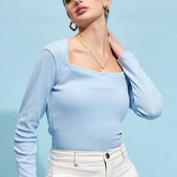 STREET 9 Square Neck Fitted Cotton Top-image-45