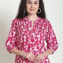 Feel Clath Print Mandarin Collar Organic Cotton Top-image-66