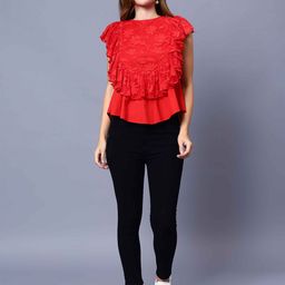 Amagyaa Flutter Sleeve Ruffles Pure Cotton Top-23