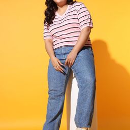 AUSTIVO V-Neck Striped Regular Sleeves Cotton Top-image-24