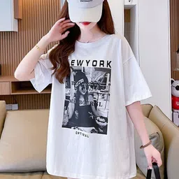 StyleCast x Revolte Print Round Neck Short Sleeves Cotton Top-picture-31