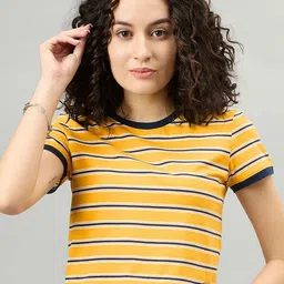 FEMEA Striped Pattern Round Neck Cotton Top-picture-41