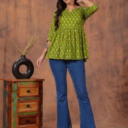HIBIKI Women Print Twisted Cotton Top-37