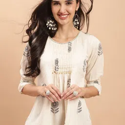 Roly Poly Floral Printed Cotton A-Line Top-image-68