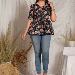 Mehsoos Women Floral Print Cotton Peplum Top-image-63