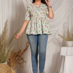 Mehsoos Women Floral Print Cotton Peplum Top-image-65