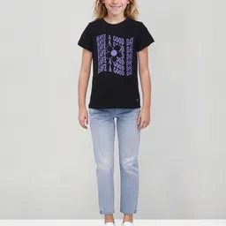 Gini and Jony Girls Typography Printed Round neck Cotton Casual T-shirt-image-77