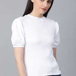 Roadster Women White Ribbed Pure Cotton Top-picture-26