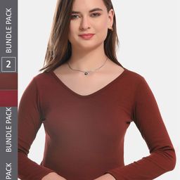 Boleem Pack Of 2 Cotton Fitted Crop Top-picture-32