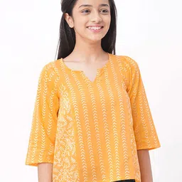 edheads Girls Orange Print Pure Cotton Top-image-58
