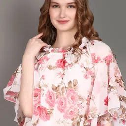 V-Mart Floral Printed Bell Sleeves Cotton Top-image-70