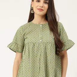 KALINI Ethnic Motifs Printed Pure Cotton Empire Top-image-19