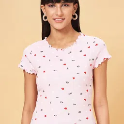 People Pink Conversational Print Regular Top-image-86