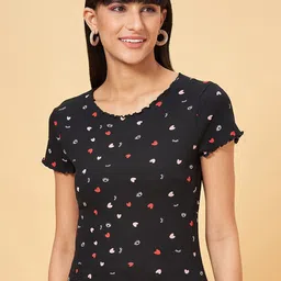 People Black Conversational Print Regular Top-image-62