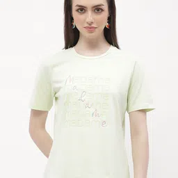 Madame Typography Printed Round Neck Opaque Cotton Top-picture-27
